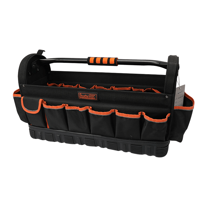 24' ROTATABLE STEEL BAR HANDLE TOOL TOTE WITH WATER PROOF HEAVY DUTY ANTISKID BOTTOM,600 SERIES BLACK/ORANGE AND REFLECT STRIP JKB-04518-24