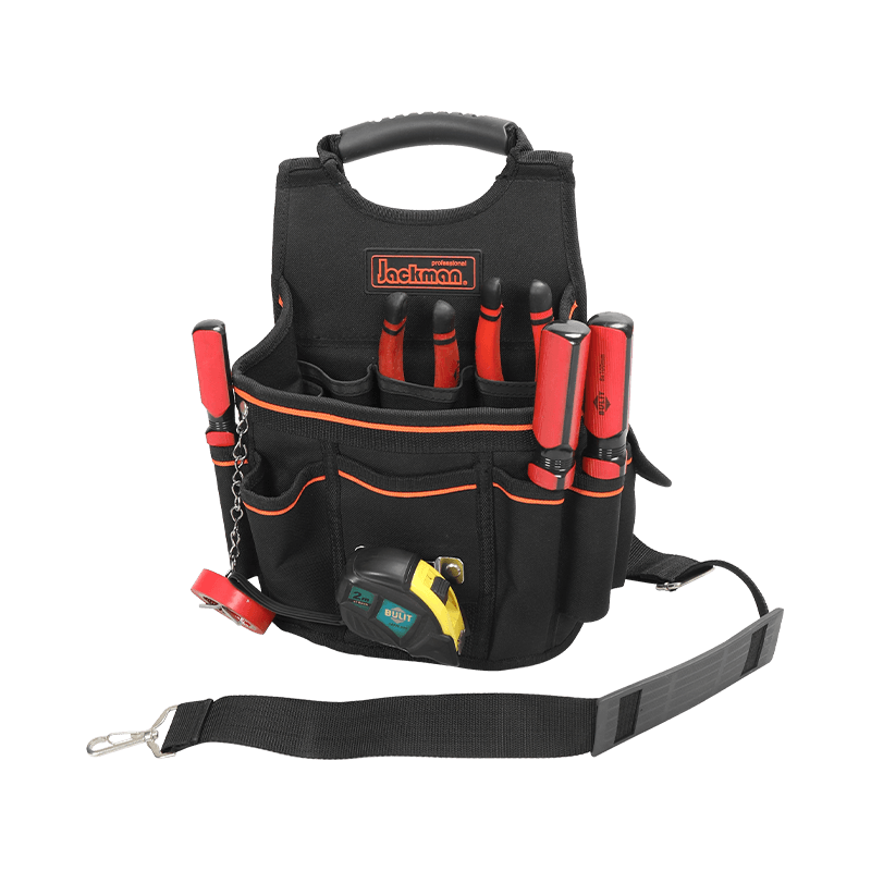 VERTICAL BELT POUCH WITH SHOULDER STRAP, BLACK/ORANGE, JKB-35717