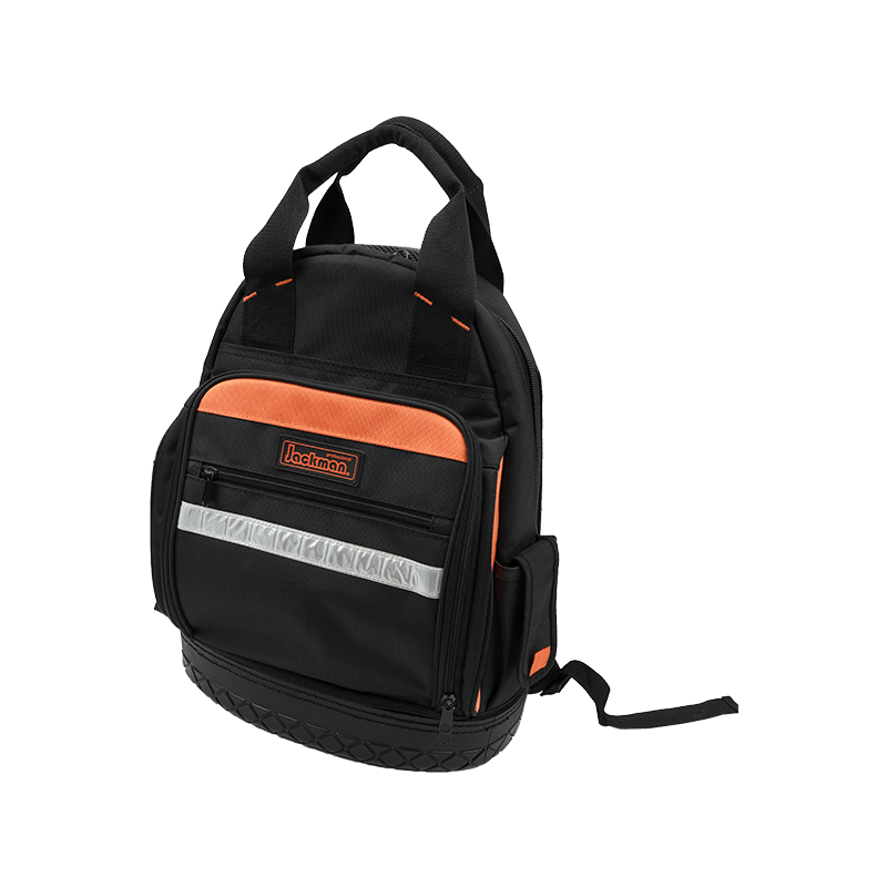 HEAVY DUTY WATER PROOF ANTI-SLIP PP BOTTOM TOOL BACKPACK,600 SERIES BLACK/ORANGE AND REFLECT STRIP, MADE OF 1680D JKB-63314