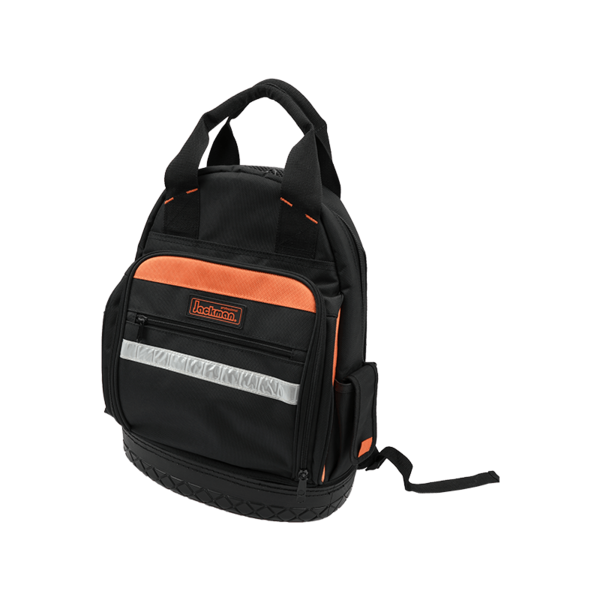 HEAVY DUTY WATER PROOF ANTI-SLIP PP BOTTOM TOOL BACKPACK,600 SERIES BLACK/ORANGE AND REFLECT STRIP, MADE OF 1680D JKB-63314