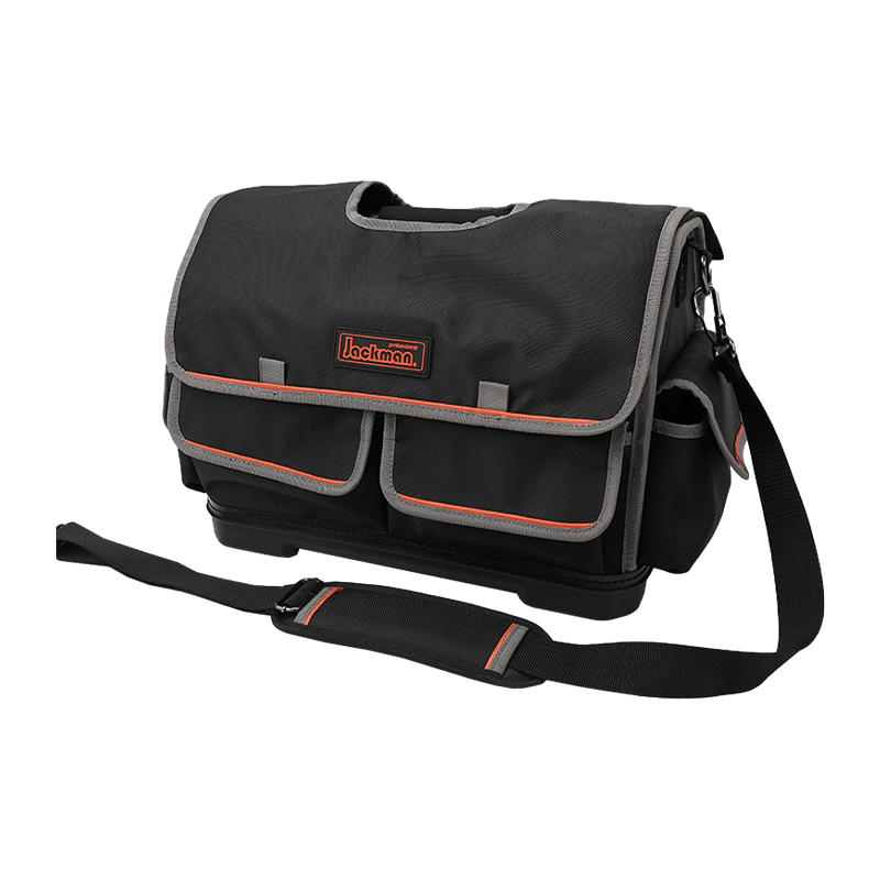18' S.S.BAR HANDLE TOOL TOTE WITH COVER, BLACK/ORANGE, MADE OF 1680D JKB-88519