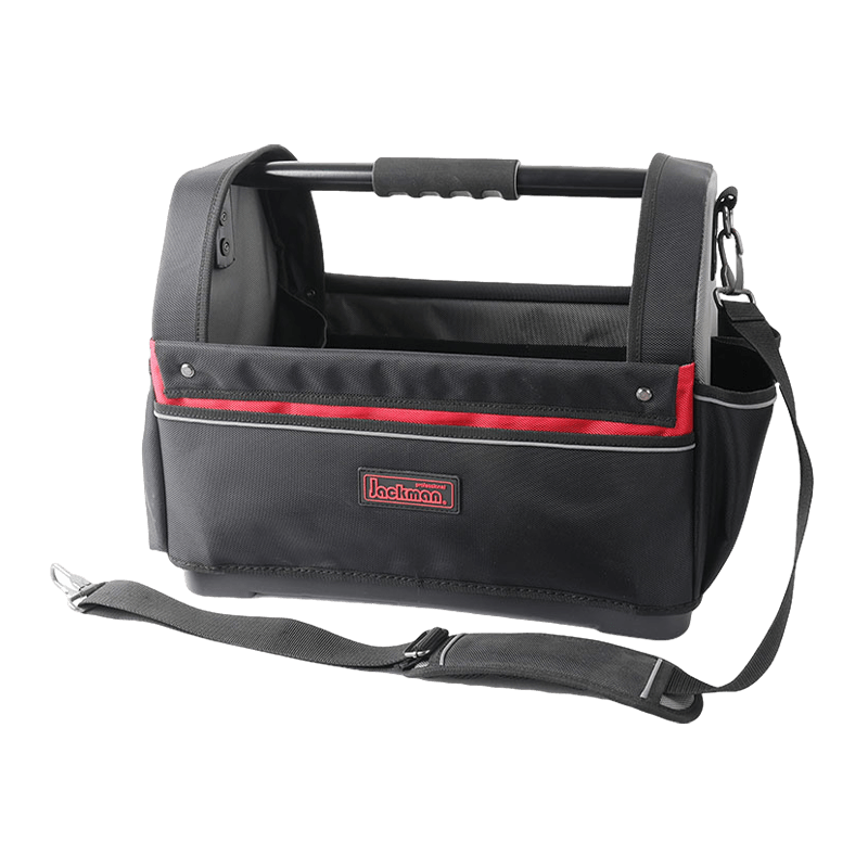 18' 30 POCKETS TOOL TOTE,STEEL BAR HANDLE DIA.25MM, WITH WATER PROOF PP BOTTOM AND REFLECT STRIP JKB-733B21 18