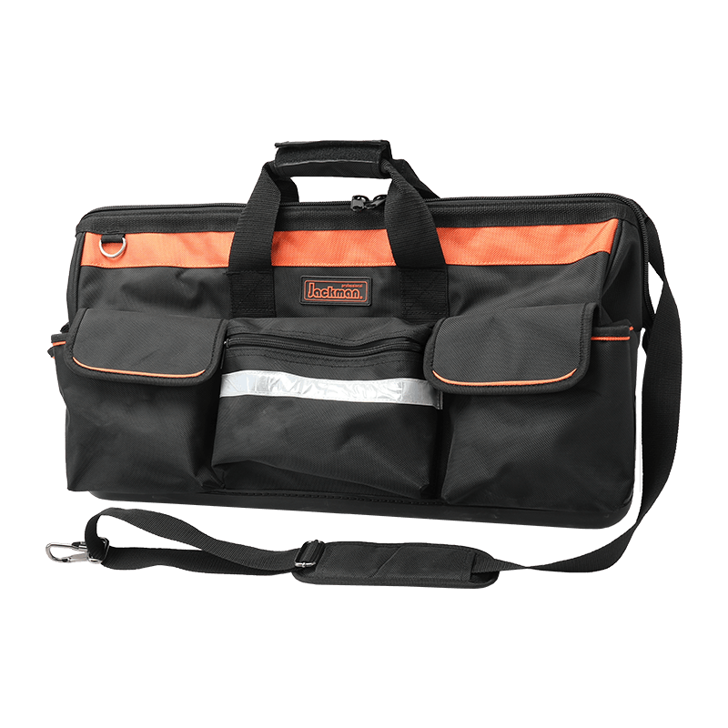 24'WATER PROOF PP BOTTOM GATE MOUTH TOOL BAG,600 SERIES BLACK/ORANGE AND REFLECT STRIP, MADE OF 1680D JKB-86014 24